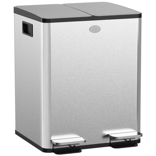 Edelstahl-Abfalleimer mit zwei Kammern, 2 x 20 l