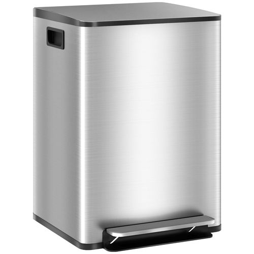 Abfalleimer mit zwei Kammern, 40 l, Soft-Close, Edelstahl
