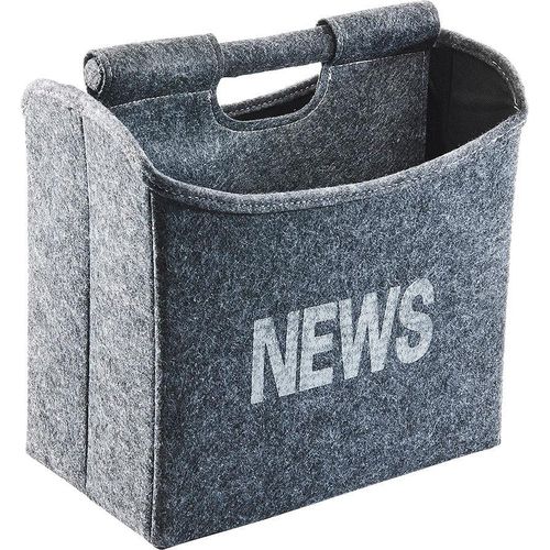 Zeitungsständer LOCKER "NEWS", grau, B:31cm H:31cm T:19cm, Filz, Zeitungsständer, Zeitungsständer, faltbar