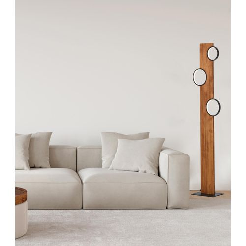 LED-Stehlampe, 140 cm Höhe, 2300 lm, 3000K, Holz/Metall, natur/schwarz