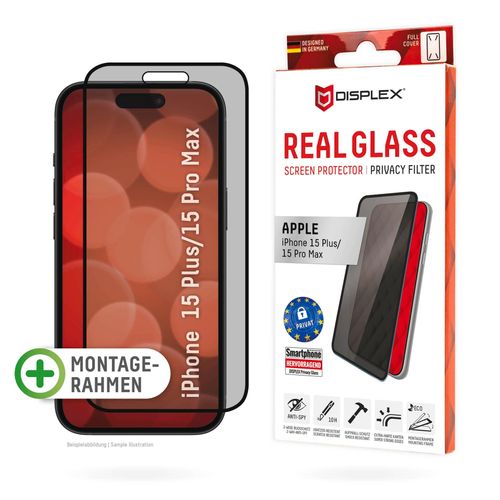 DISPLEX Displayschutzglas "Privacy Glass", schwarz, B:9,4cm H:1,3cm T:20mm, Displayfolien, Blickschutz Displayschutzfolie Displayschutz kratzer-resistent 10H