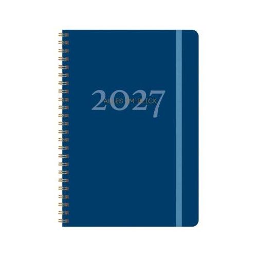 Korsch Ringbuch Taschenkalender To-Do-Planer 2027, Format A5, 144 Seiten, 1 Woche je Seite, Feiertage + Ferienzeiten für D/A/CH, Gummiband, dunkelblau