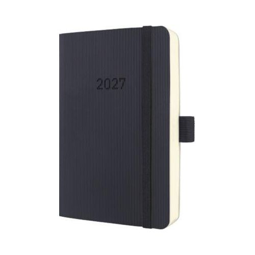 Sigel Tageskalender Conceptum 2027, A6, für 1 Jahr, 400 Seiten, 1 Tag/1 Seite, Stiftschlaufe, PU-Softcover, schwarz
