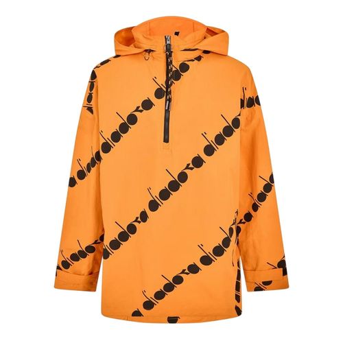 Diadora Anorak voor heren met logo over het hele oppervlak (Oranje/zwart)