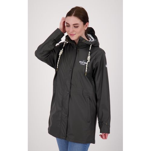 Regenjacke DEPROC ACTIVE "WOLGAST", Damen, Gr. 36/38 (M), grau (anthra), Web, 100% Polyester, normal hüftbedeckend, mit Druckknopf, Jacken Regenjacke, auch in Großen Größen erhältlich