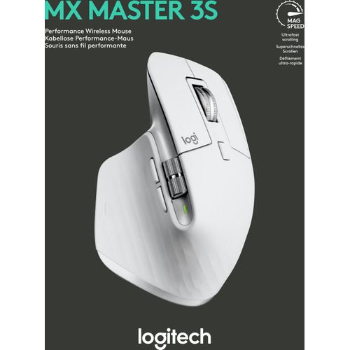 Logitech MX Master 3S, rechts, Laser, Bluetooth, 8000 DPI, Grau