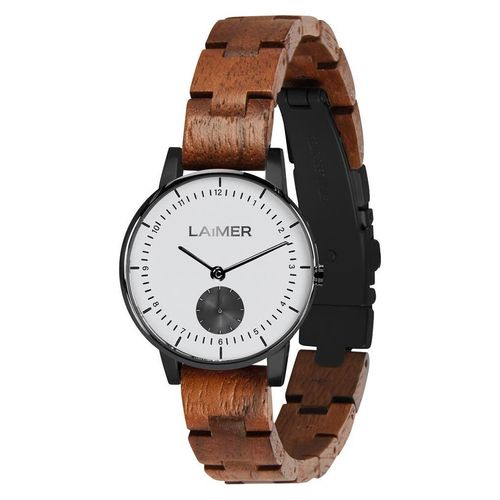 Laimer Damen Holzuhr Petra Quarz Nussholz-Armband 29 mm 0208