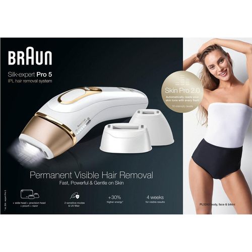 Braun Silk-expert Pro 5 PL5243, Gold, Weiß, Lichtimpulstechnologie (IPL), AC, 100 - 240 V, Box