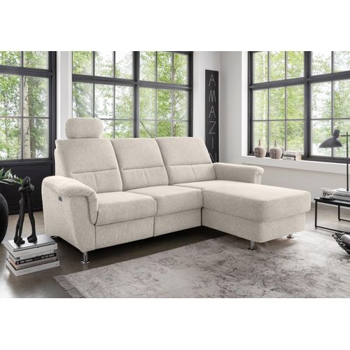 Ecksofa >Ludwigshafen< Motor-funktion, Kopfstütze, Stauraum, beige - 231x113x165 (BxHxT)