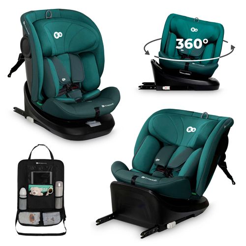 Kinderkraft I-GROW i-Size Kindersitz, 40-150 cm, 360°, RWF/FWF, H-GUARD, ISOFIX, TOP TETHER, 5-Punkt-Gurt, Grün, mit Auto-Organizer