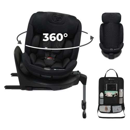 Kinderkraft XRIDER 2 i-Size Autositz, 40-150 cm, RWF bis 21 kg, 360° drehbar, SPS+, H-GUARD+, 8 Liegepositionen, Grau, mit Auto-Organizer