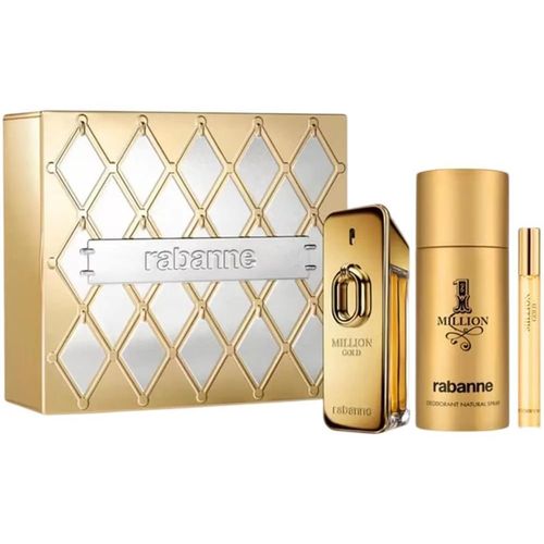 Set Paco Rabanne: Million Gold Eau De Parfum For Men 100 ml + Million Gold Eau De Parfum For Men 10 ml + 1 Million Anti-Perspirant Deodorant Spray For Men 150 ml