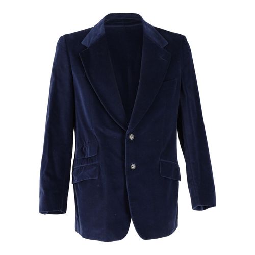 Gucci Eenzijdige Fluwelen Blazer in Navy Blauw Katoen