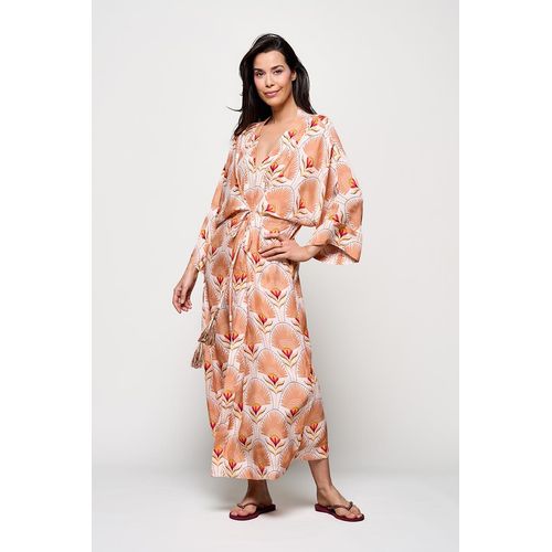 Caroline Tensen Islay Kimono Jurk Zand / Multi