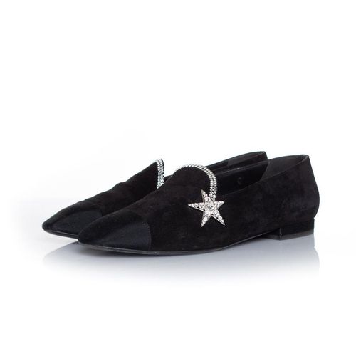Chanel Zwarte suède komeetster loafer