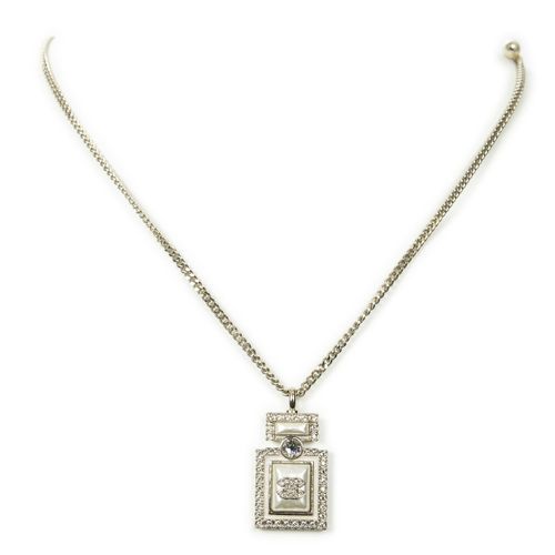 Pearl Rhinestone Perfume Bottle Necklace Ketting