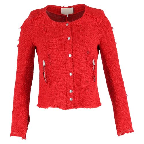 Iro Agnette distressed jas in rode tweed
