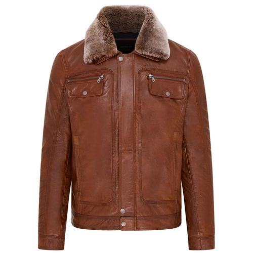Heren Tan Trucker Shirt Leren Jack - Tornio