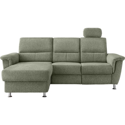 Ecksofa >Ludwigshafen< Motor-funktion, Kopfstütze, Stauraum, moosgrün - 231x113x165 (BxHxT)