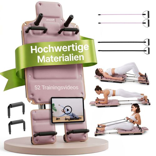 ARTSPORT® Pilates Board Movea Rosa - Heimtrainer aus Birkenholz & Aluminium, Fitnessgerät, belastbar 200 kg