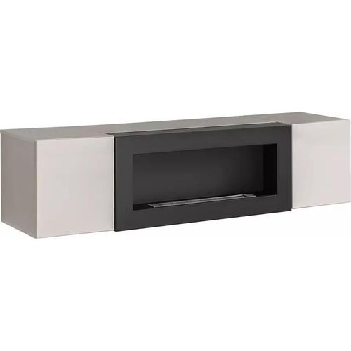 TV-Möbel mit Bio-Kamin FREYA – Perlgrau