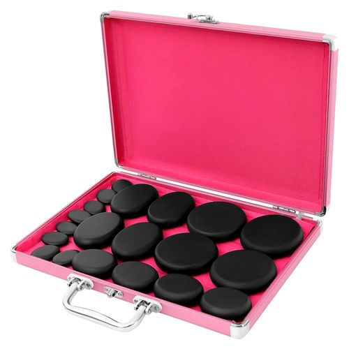 Hot Stone Massage Set mit 20 Basaltsteinen, tragbar für Entspannung und Schmerzlinderung