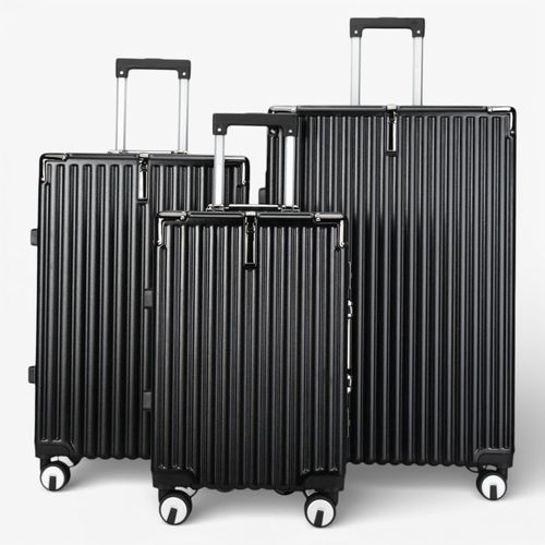Black Hardshell Dual 4 Wheel ABS Bagagetrolley Hard Shell Cabin Koffer Set