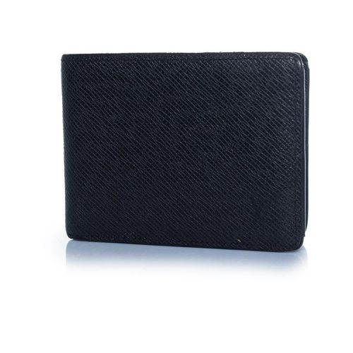 Louis Vuitton portemonnee van zwart generfd leer met LV-logo.