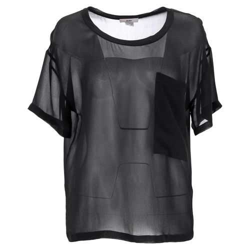 Helmut Lang doorschijnende Ghost top in zwarte zijde