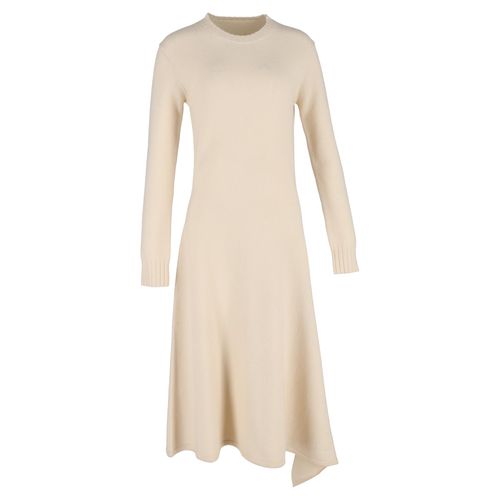 Jil Sander gebreide midi-jurk met lange mouwen van crèmekleurige wol.