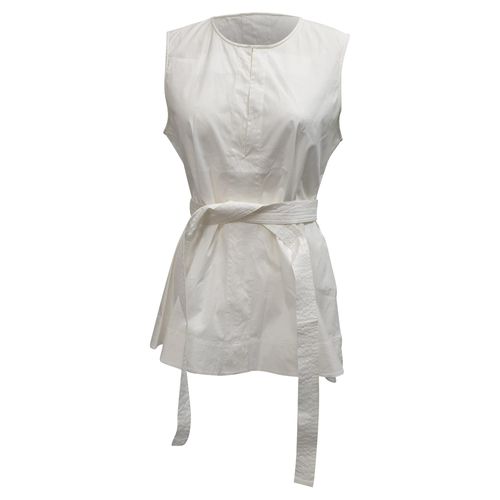 Theory mouwloze blouse met ceintuur van wit katoen