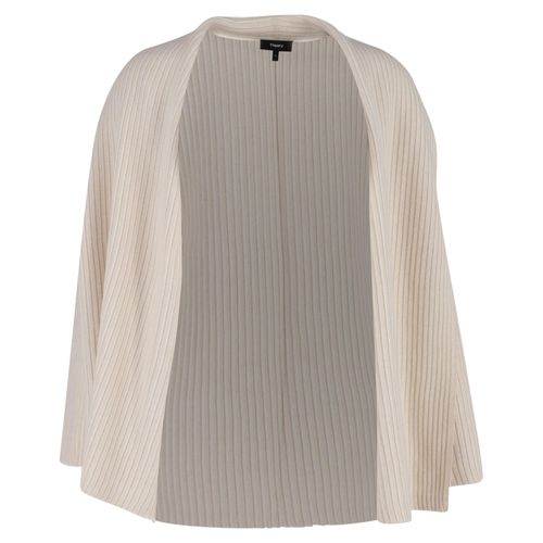 Theory ribgebreid open vest in crèmekleurige wol