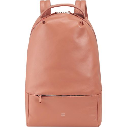 Rosa Damen Leder Rucksack mit vielen Fächern und Schlüsselhaken 25x13x37 cm