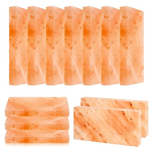 Salzblock, 20,3 x 10,2 x 2,5 cm, rosa Salzstein, rechteckig, 12 Stück