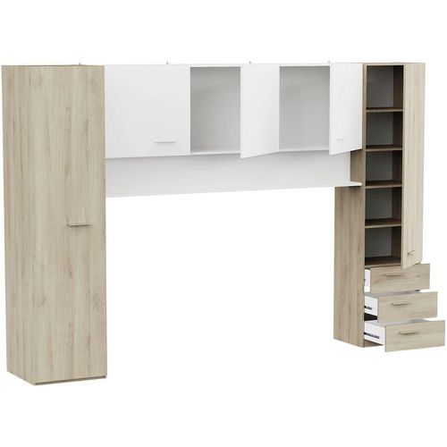 Bettaufsatz DEMEYERE GROUP "TIDY", braun (eichefb, weiß), B:304cm H:203cm T:53,5cm, Holzwerkstoff, Möbelaufsätze