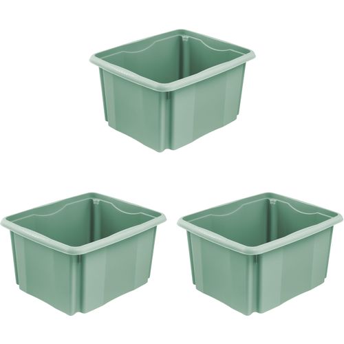 Aufbewahrungsbox KEEEPER "Emil, 3er Set, 24 L, 41 x 34,5 x 22 cm", grün (nordic grün), B:41cm H:22cm T:34,5cm, Kunststoff, Aufbewahrungsboxen, Aufbewahrungsbox, ineinander und aufeinander stapelbar