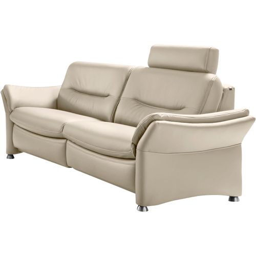 2,5-Sitzer HUKLA "HU-SF15058 Ledersofa, Breite 194 cm", beige (torro ecru), B:194cm H:91cm T:92cm, Sofas, aus Leder, optional Kopfstütze u. WallAway-Funktion