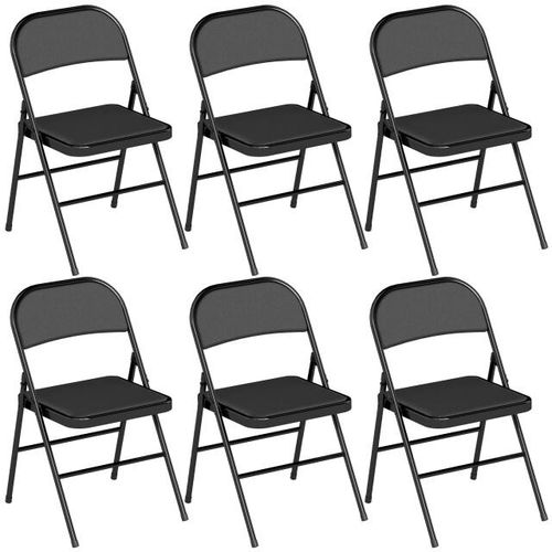 4goodz Set 6 stuks stevige klapstoelen van kunststof kunstleer zitting -