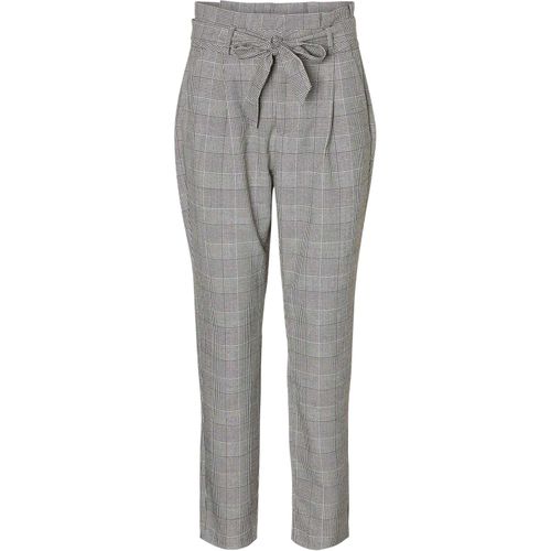 Vero Moda Dames Geruite Paperbag Petite Broek (Grijs)
