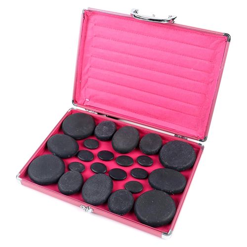 Hot Stone Massage Set mit 20 Steinen und Heizbox für die private Anwendung