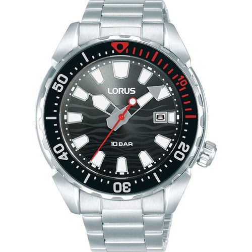 Quarzuhr LORUS, silber (silberfarben, schwarz), Armbanduhren, Herren, Quarzuhr, Armbanduhr, Herrenuhr, Edelstahlarmband, analog, Datum, Leuchtindizes