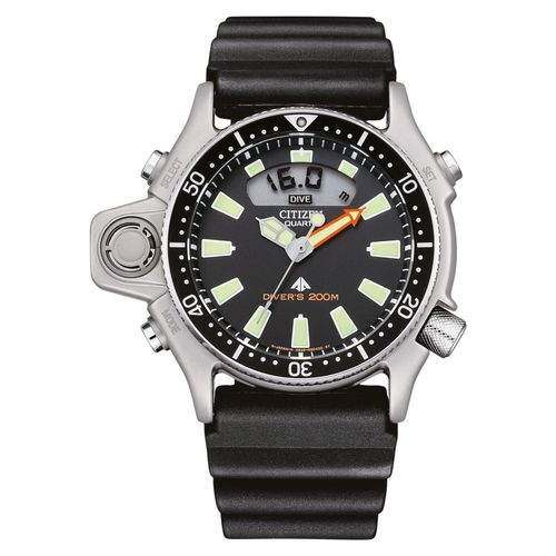 Herrenset CITIZEN JP2000-08E, schwarz, geeignet für den Tauchsport.
