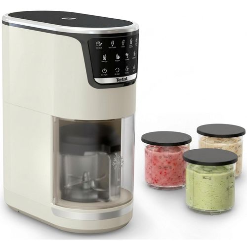 TEFAL Eismaschine "Dolci", beige (rise), B:17,3cm H:38,36cm T:39,92cm, Eismaschinen, 10 Programme, automatisches Reinigungsprogramm, digitales Rezeptbuch, Eismaschine