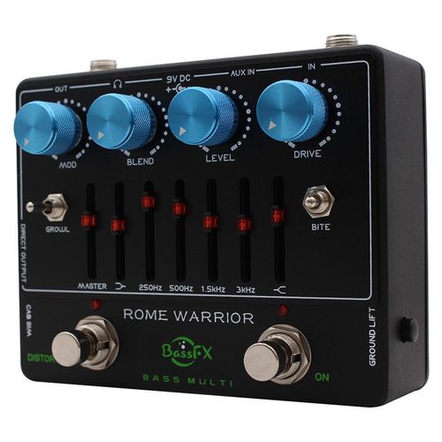 Bass-Vorverstärker-Pedal mit 6-Band-Grafik-EQ-Effekt, Kopfhörerausgang und Aux-Eingang für Bass