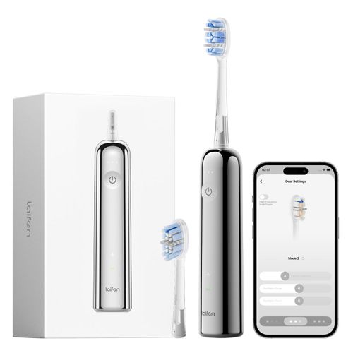 Laifen Wave Pro Elektrische Schallzahnbürste mit App, Drucksensor, 70 Tage Akku, kabelloses Laden und intelligenter Reinigungstechnologie – Edelstahl