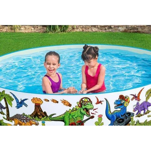 Unyqoos® Kinderplanschbecken mit Dinosaurier-Motiv, Vinyl, 244 x 46 cm, 2.074 l Wasserinhalt, für Kinder ab 3 Jahren