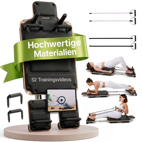ARTSPORT® Pilates Board Movea Schwarz - Heimtrainer aus Birkenholz & Aluminium, Fitnessgerät, belastbar 200 kg