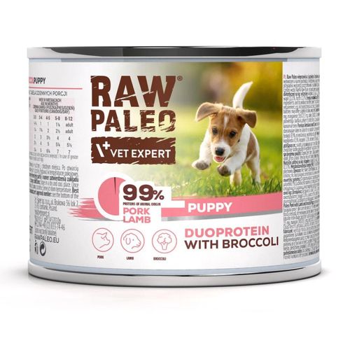 RAW PALEO Puppy Duoprotein WIEPRZOWINA/JAGNIĘCINA dla szczeniąt 200g