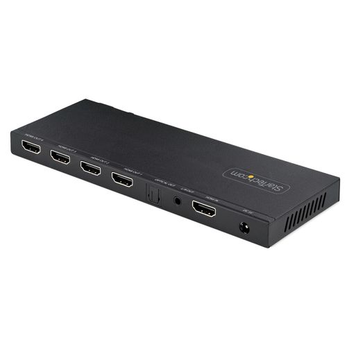 StarTech.com 4-Port 4K HDMI Splitter 1x4, 4K 60Hz HDMI 2.0 Video, 4k HDMI Verteiler mit integriertem Skalierer, 1 In 4 Out HDMI, 3.5mm/Optical Audio Port, HDMI, 4x HDMI, 2.0b, 3840 x 2160 Pixel, Schwarz, Metall