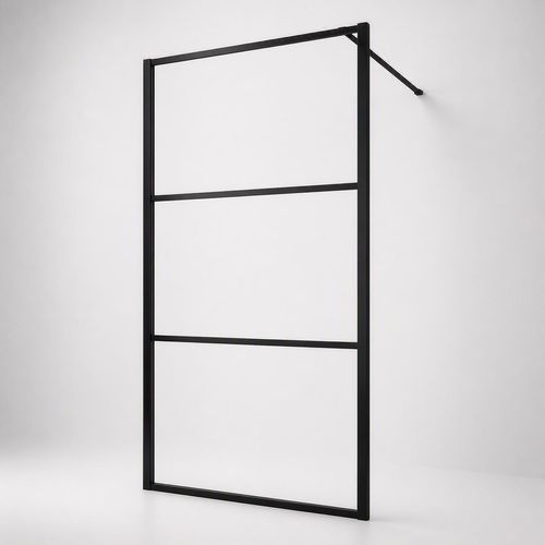 Walk-in-Dusche WELLTIME "Walk In Black Blocks Clear", schwarz, B:90cm H:190cm, Duschwände, Walk-in-Dusche